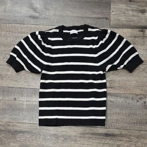 b. makowsky Black and White Striped Top
